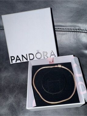 Pandora Rose Gold Snake Chain Bracelet in Box